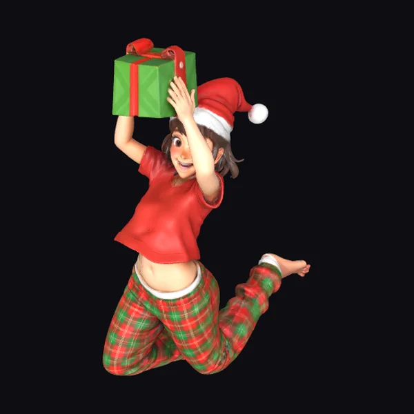 Jumping Girl with Gift