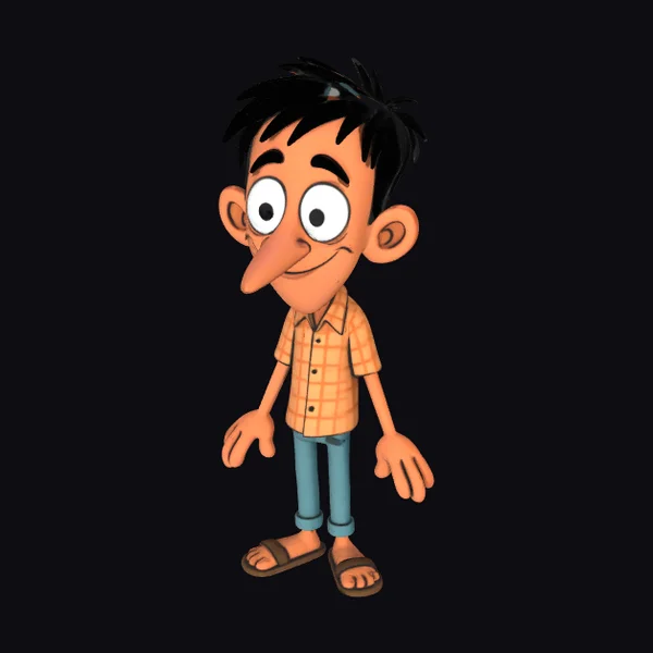 Cartoon Young Boy Character
