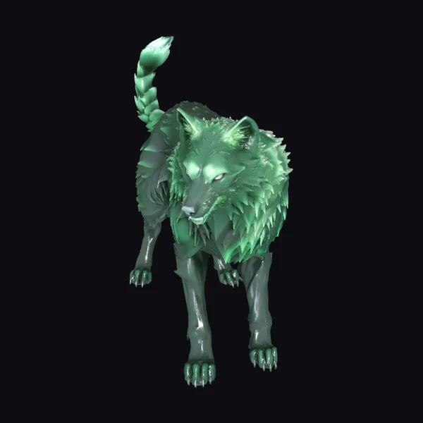 Emerald Furry Wolf Creature