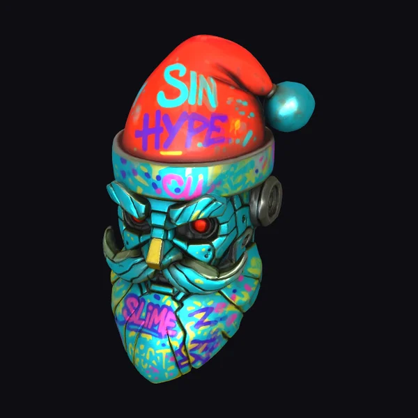 Graffiti Santa Robot Head