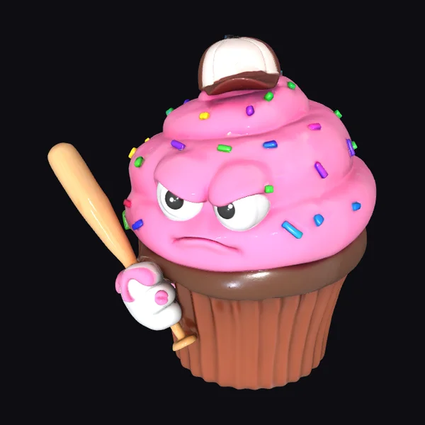 Angry Cupcake Baseball Player