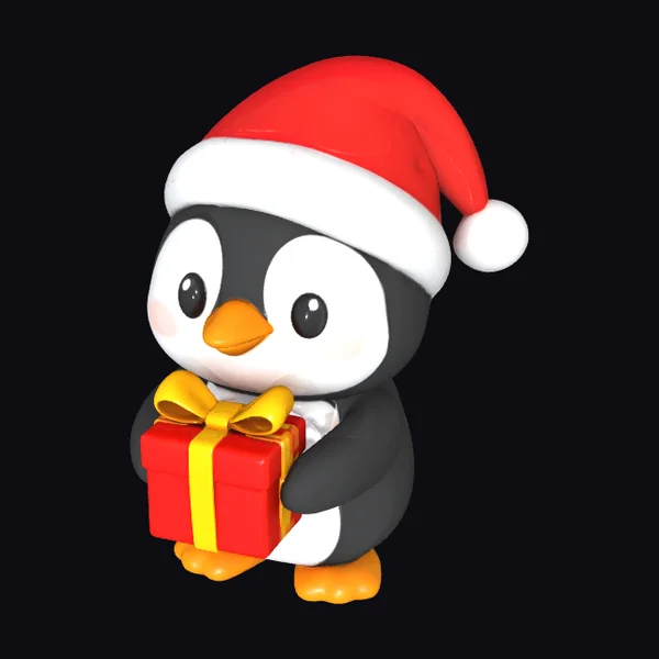 Penguin with Santa Hat