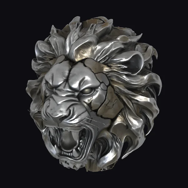 Metal Lion Head Sculpture