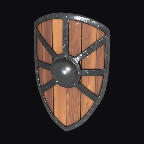 Wooden Shield with Metal Rim