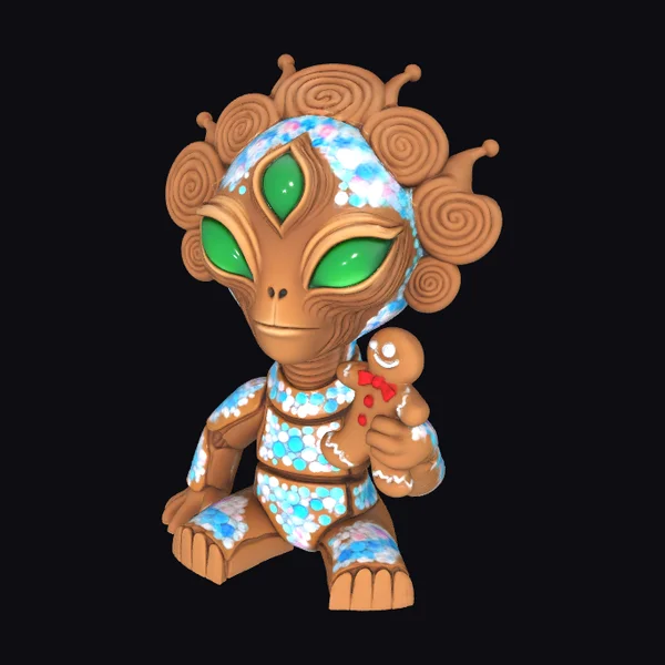 Gingerbread Alien Figurine