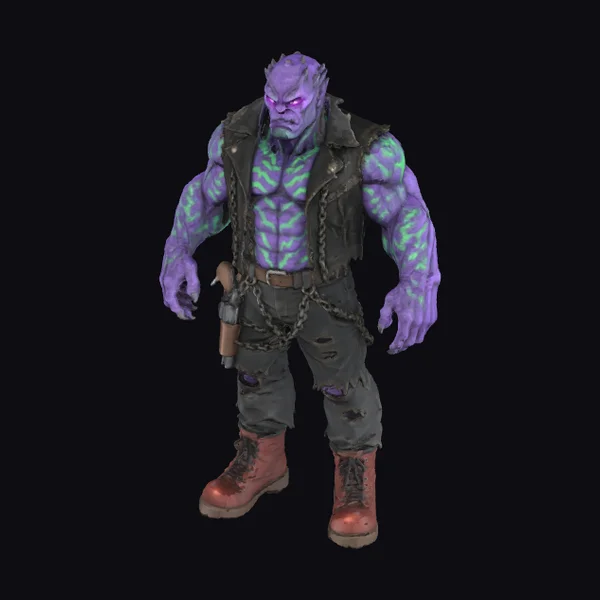 Purple Muscular Alien Warrior