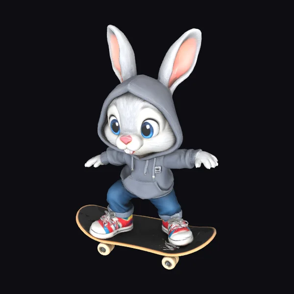 Chibi Rabbit on Skateboard