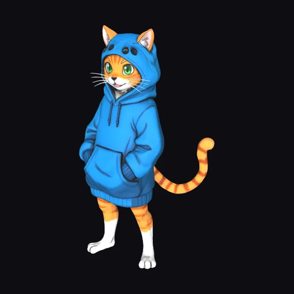 Cat in Blue Hoodie