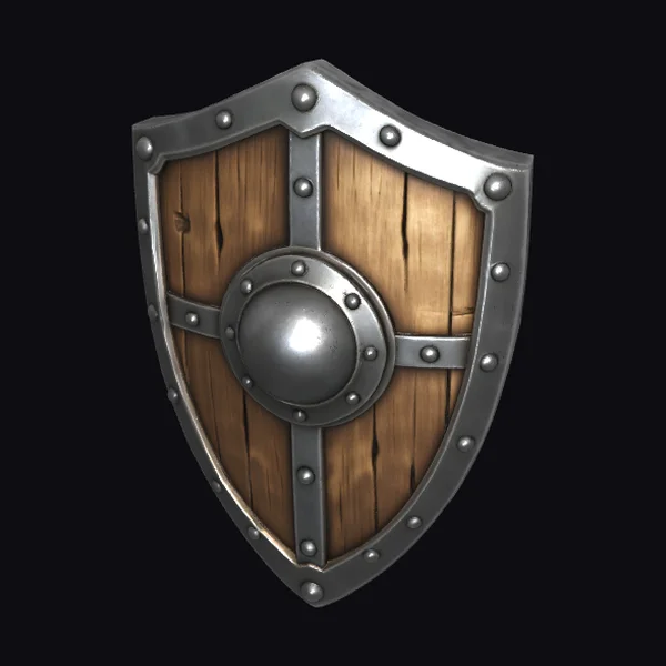 Wooden Shield with Metal Rim