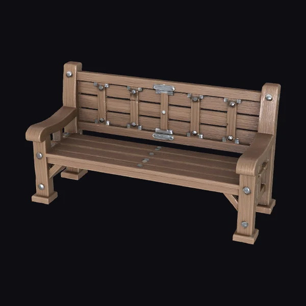 Wooden Bench with Armrests