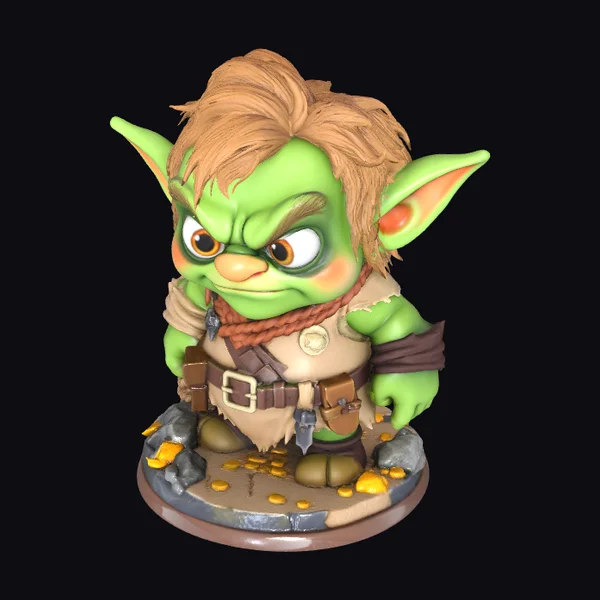 Green Chibi Goblin Figurine
