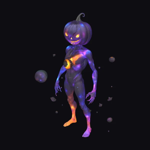 Glowing Pumpkin Humanoid Figure