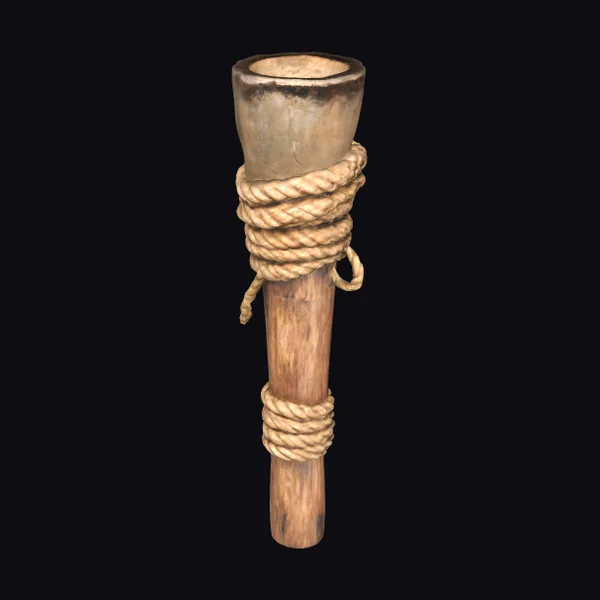 Wooden Torch with Rope