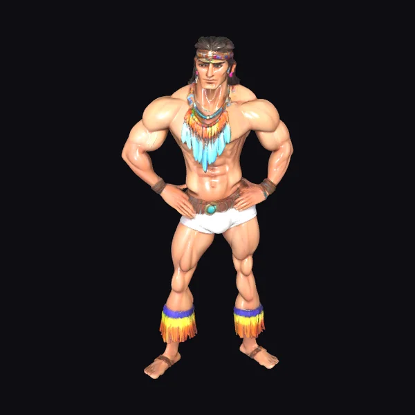 Muscular Tribal Warrior Male