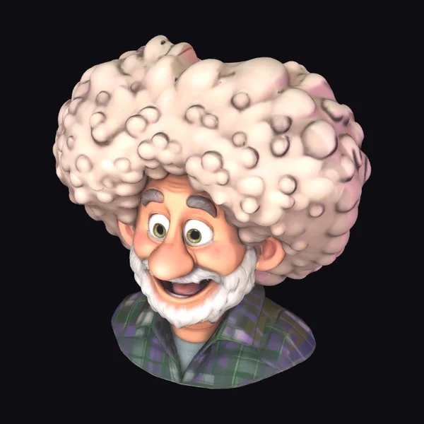Cartoon Elderly Man Head