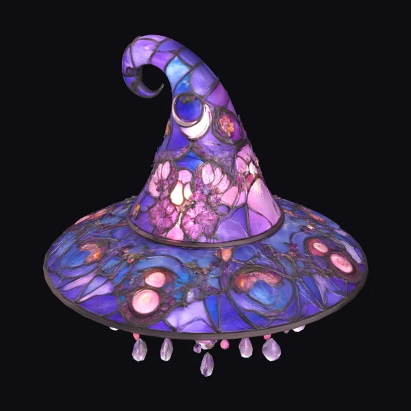 Stained Glass Witch Hat Lamp
