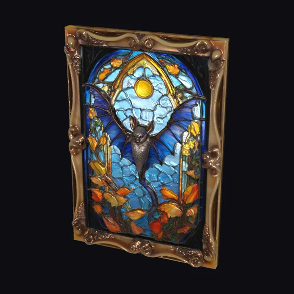 Stained Glass Bat Window