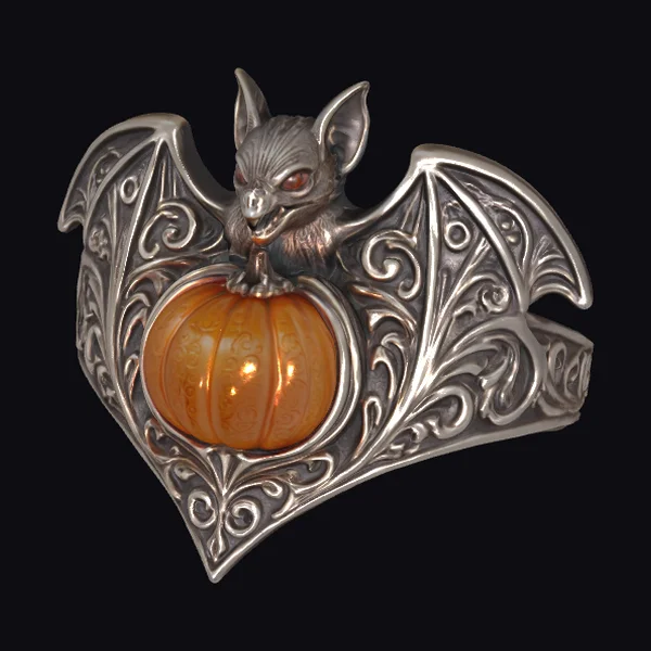 Bat on Pumpkin Ornament