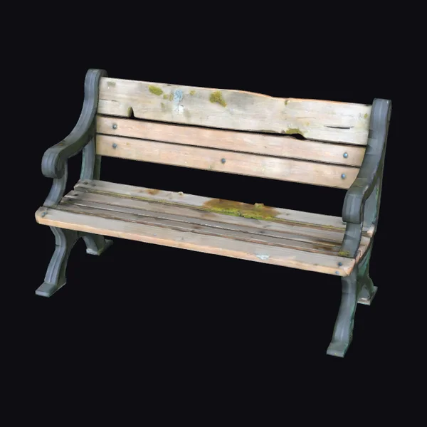Worn Wooden Park Bench