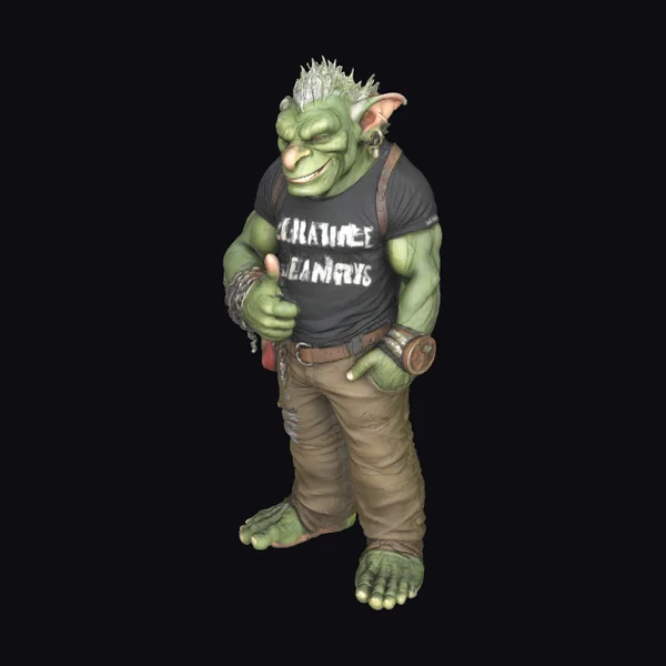 Green Muscular Troll Character