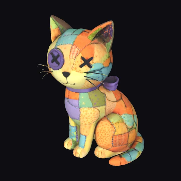 Patchwork Feline Figure