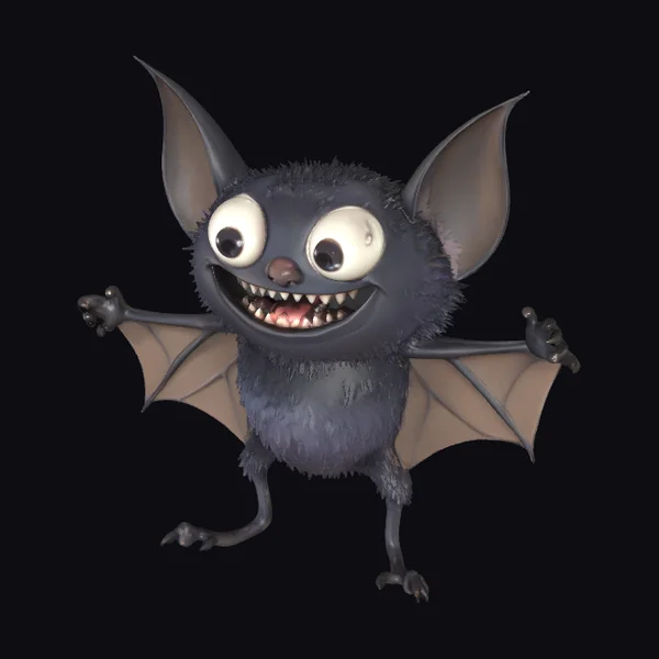 Smiling Cartoon Bat