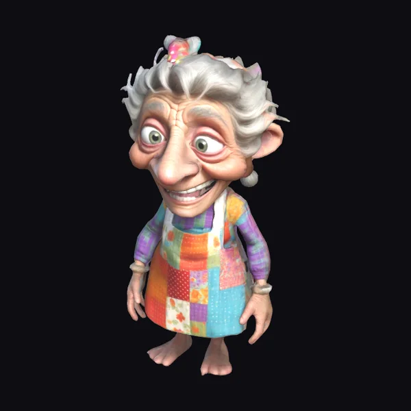 Whimsical Elderly Woman Character