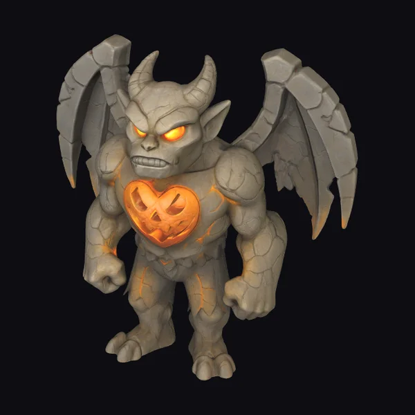 Gargoyle with Pumpkin Heart