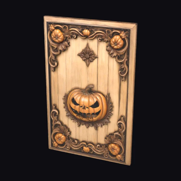 Carved Halloween Wooden Panel