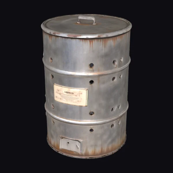 Rusty Metal Carbonizer Barrel
