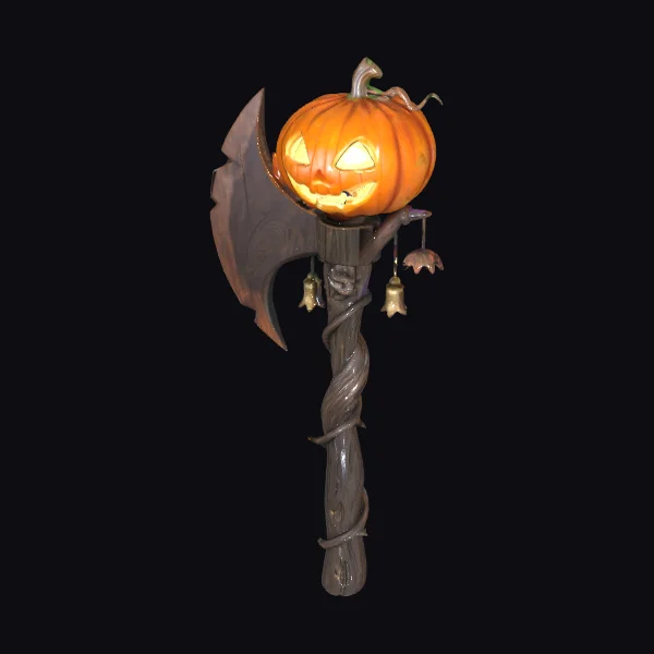 Glowing Pumpkin Battle Axe