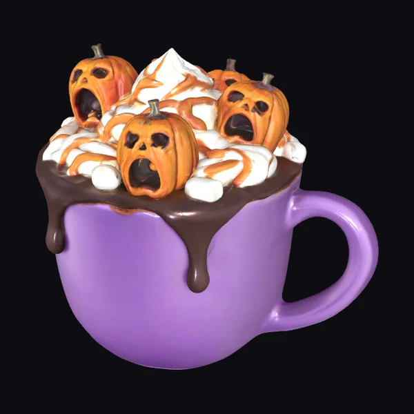 Purple Mug with Pumpkins