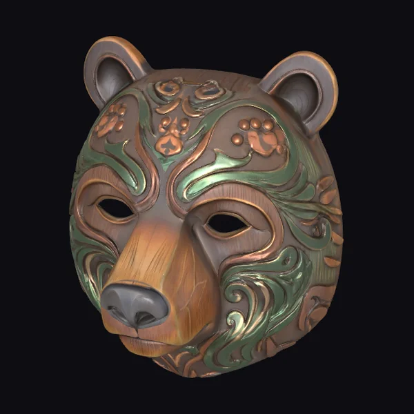 Intricately Carved Bear Mask