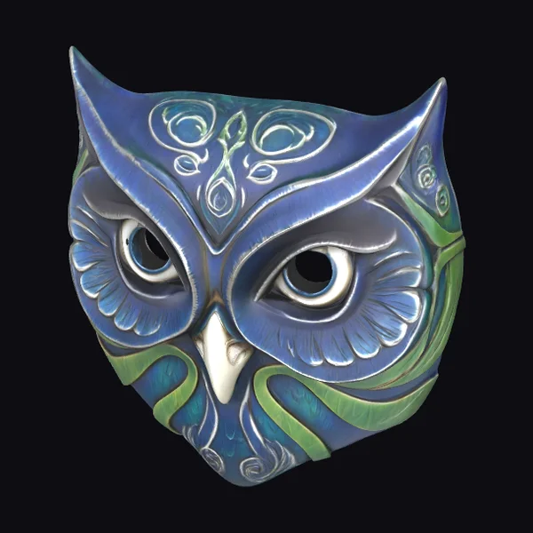 Intricately Carved Owl Mask