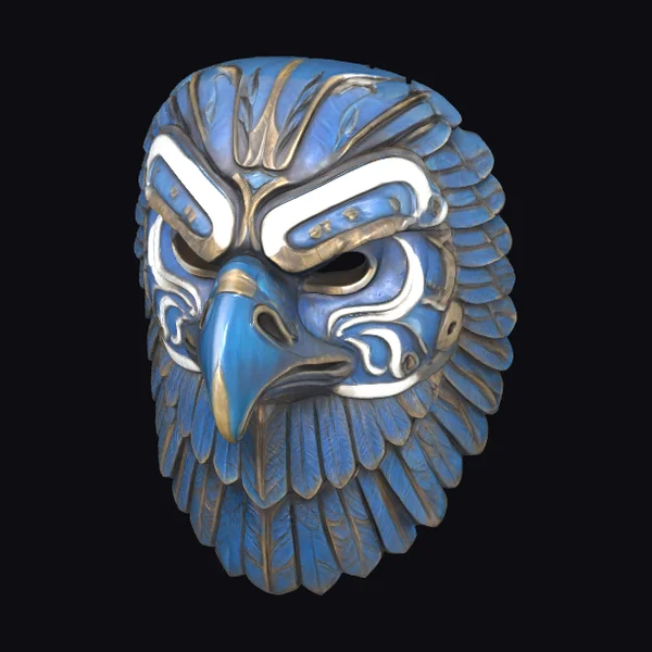 Blue Eagle Wooden Mask