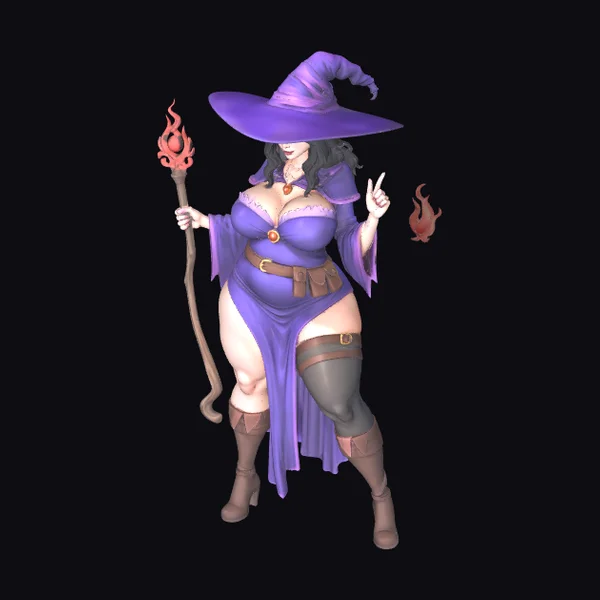 Purple Witch with Flames