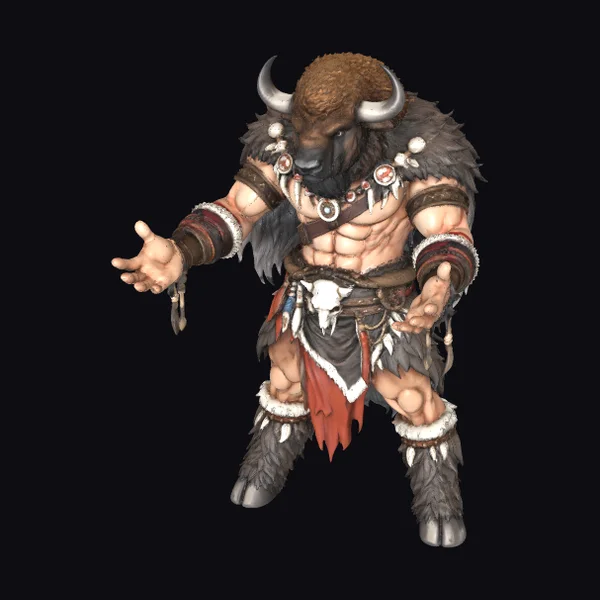 Bison Warrior Statue