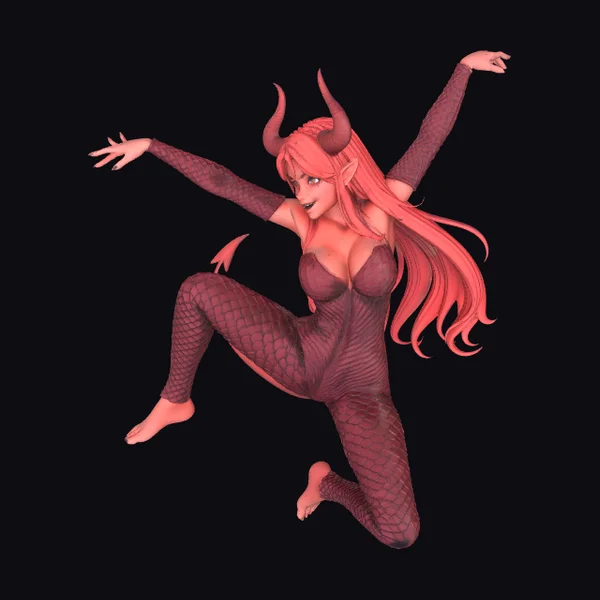 Pink Demon Girl Pose