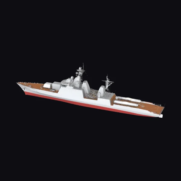 Warship with Red Hull