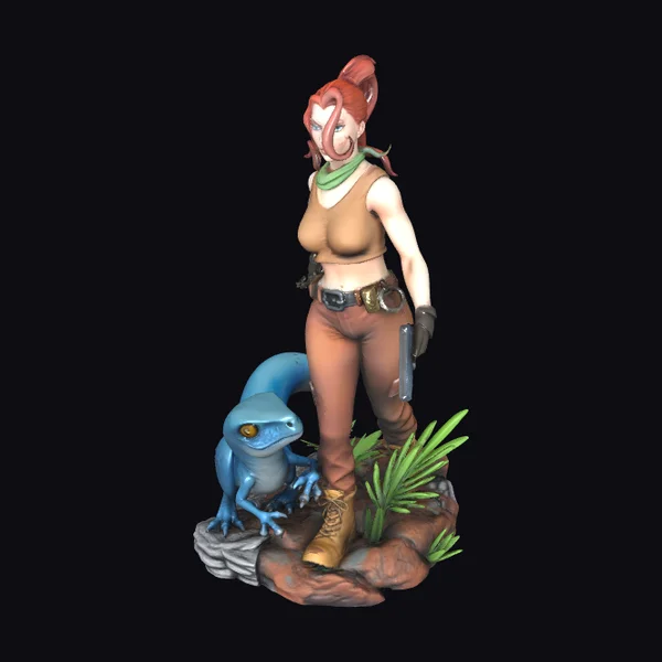 Adventurer with Blue Dinosaur