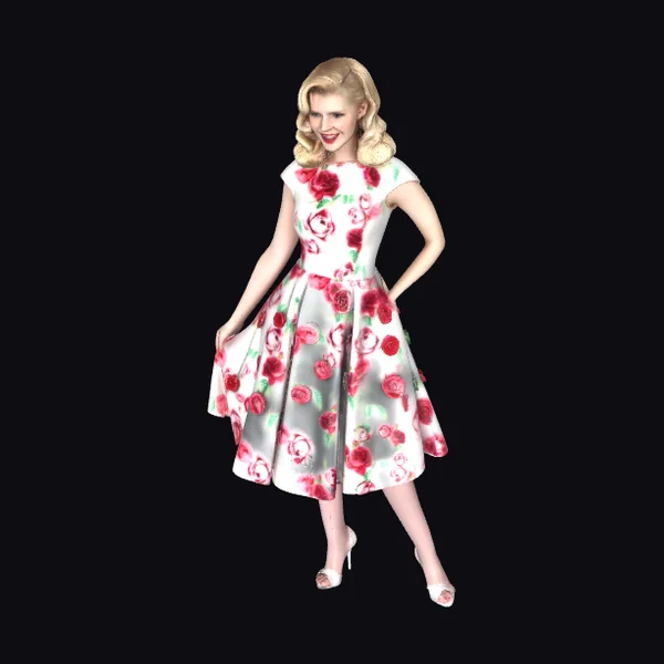 Blonde Woman in Floral Dress