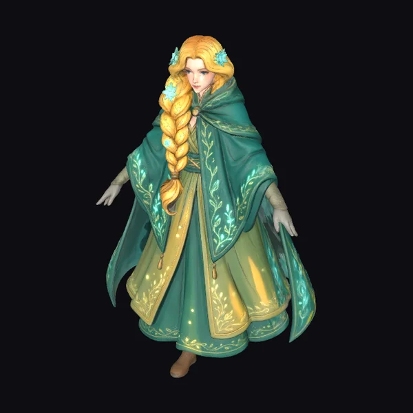 Green Cloaked Female Figure