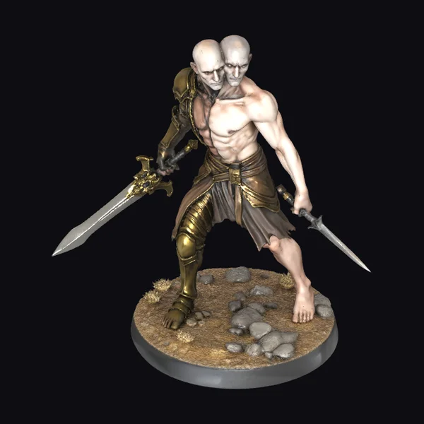 Dual-Headed Warrior Figurine