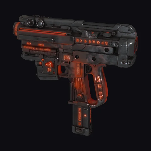 Glowing Orange Sci-Fi SMG