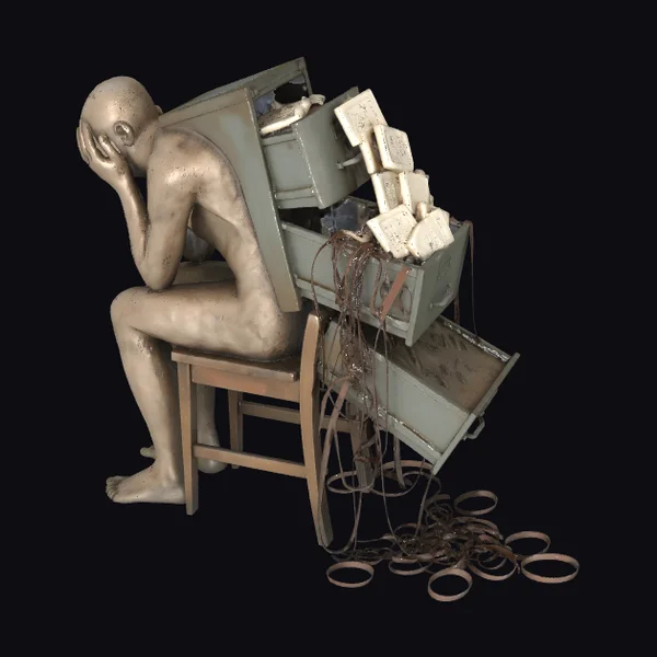 Man with Computer Overload