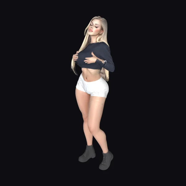Blonde Woman in Shorts
