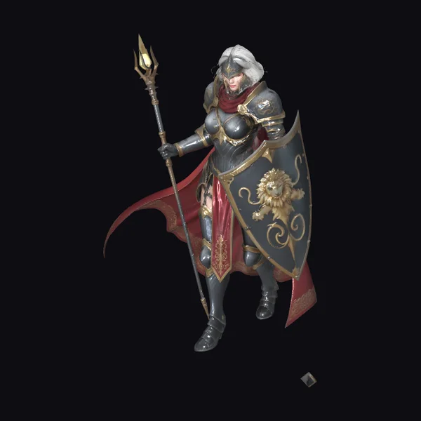Female Knight Lion Shield