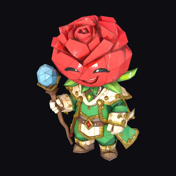 Geometric Rose Chibi Papercraft