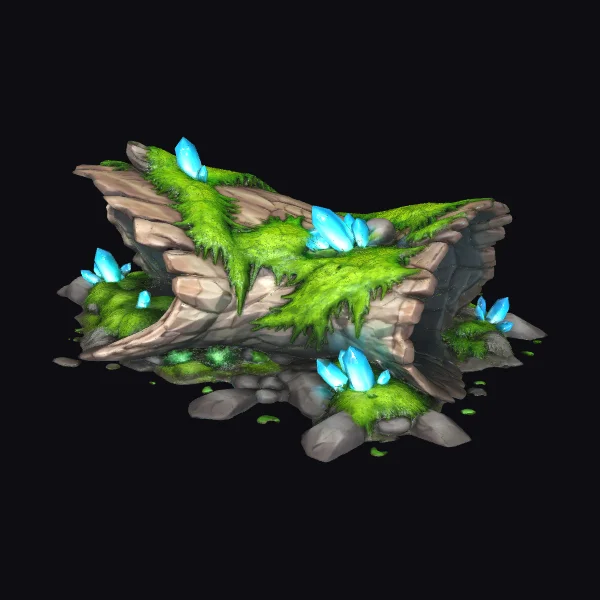 Mossy Crystal Rock Formation