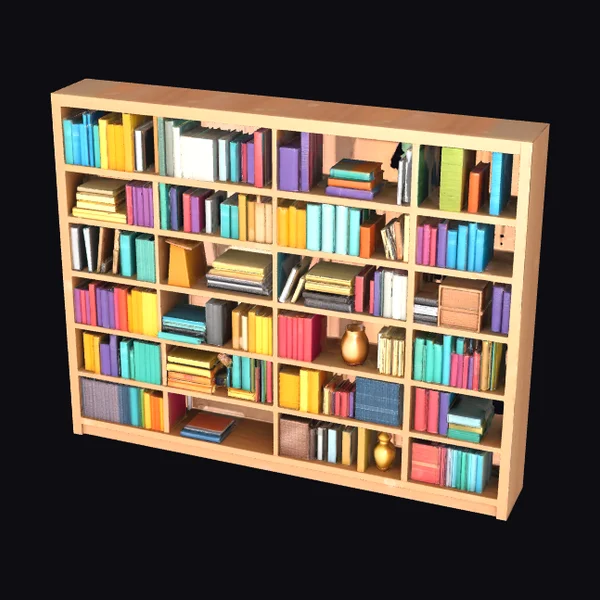 Wooden Bookshelf with Books